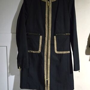 Iman Long Black Zip up Coat XS Jacket